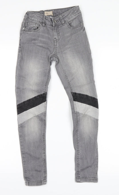 Front view of Next girls’ grey denim straight jeans, size 9, years