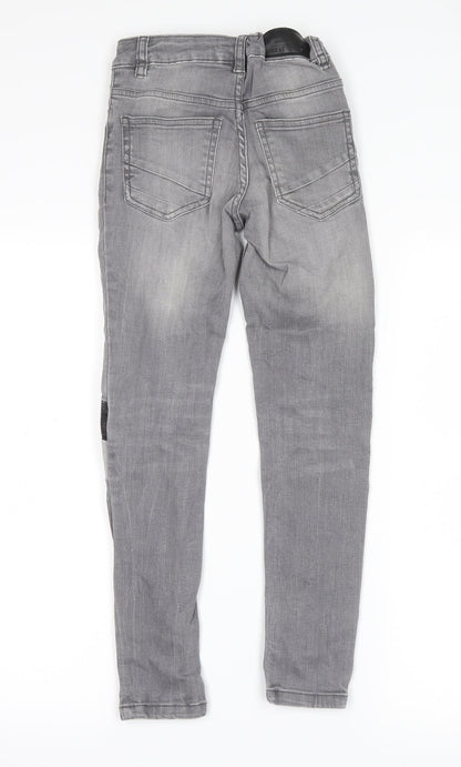 Back view of Next girls’ grey denim straight jeans, size 9, years