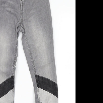 Close-up detail of Next girls’ grey denim straight jeans, size 9, years