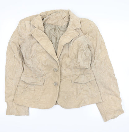 Additional front view of New Look women’s beige corduroy jacket, size UK 12