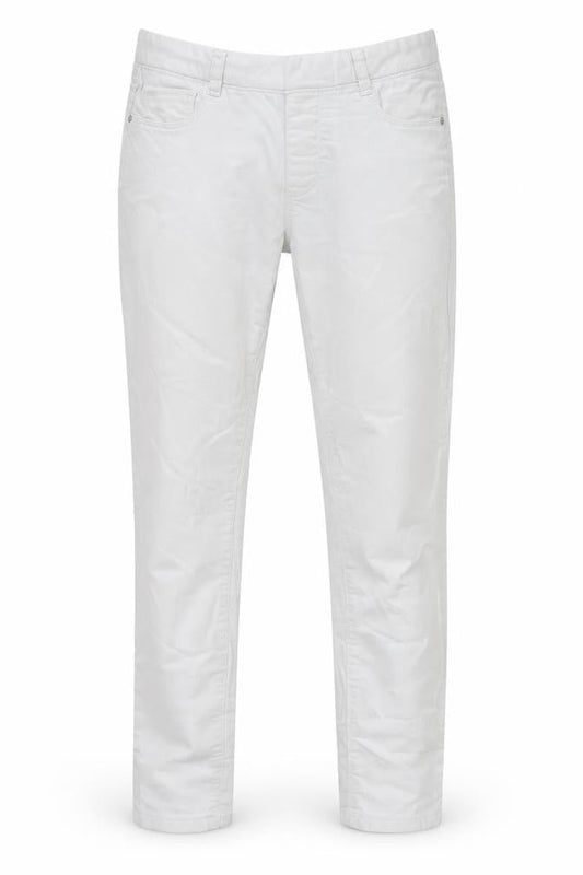 Front view of Dorothy Perkins women’s white denim straight jeans, size UK 6