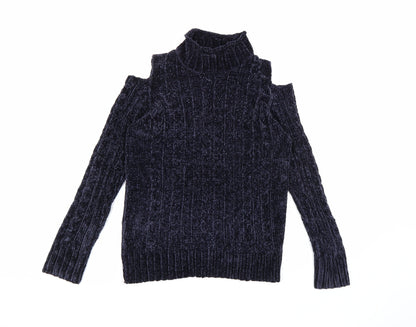Additional front view of Dorothy Perkins women’s blue knit jumper, size UK 10