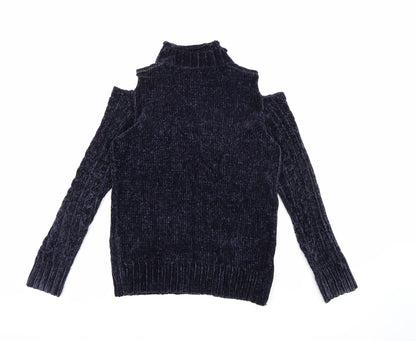 Back view of Dorothy Perkins women’s blue knit jumper, size UK 10