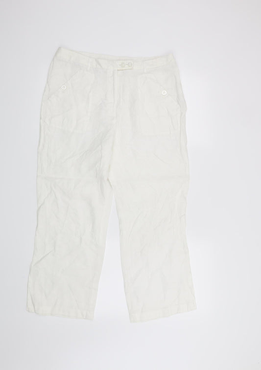 Michelle Womens White   Cropped Trousers Size 10 L23 in