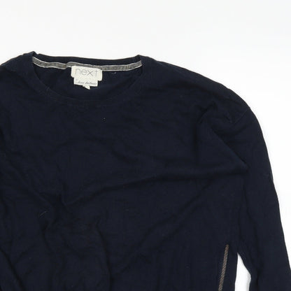 Close-up detail of Next women’s blue basic t-shirt, size UK 12