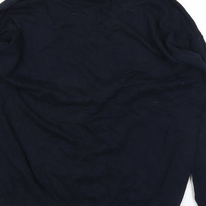 Brand and care label for Next women’s blue basic t-shirt, size UK 12