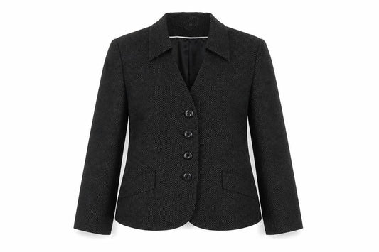 Front view of Klass women’s black jacket, size UK 16