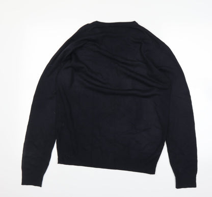 Back view of EWM men’s blue jumper, size S