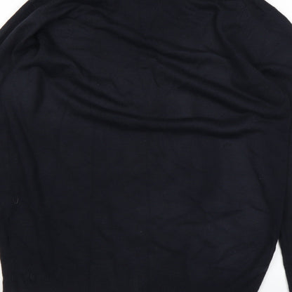 Brand and care label for EWM men’s blue jumper, size S