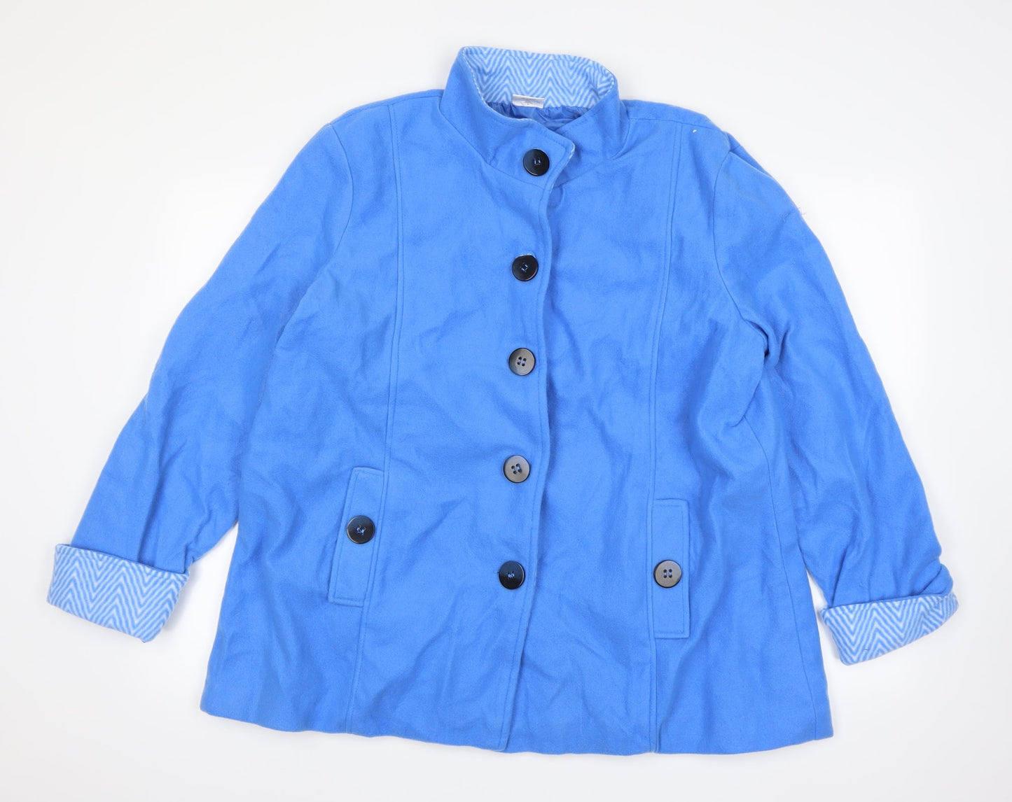 Anne De Lancay Womens Blue   Overcoat Coat Size L