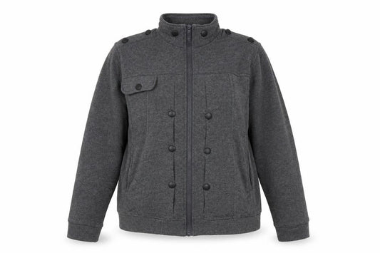 Front view of Preworn women’s grey jacket, size XL