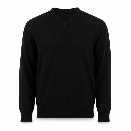 Front view of Easy men’s black jumper, size M