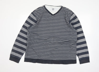 Additional front view of Easy women’s blue striped jumper, size 2XL