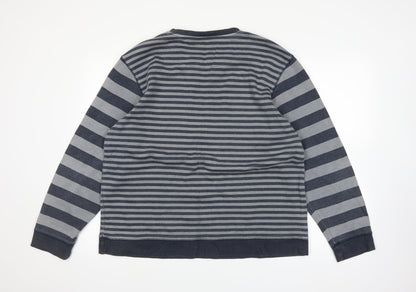 Back view of Easy women’s blue striped jumper, size 2XL