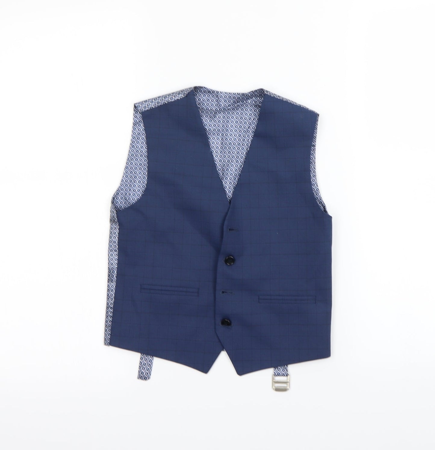 Preworn Mens Blue Check  Gilet Waistcoat Size S