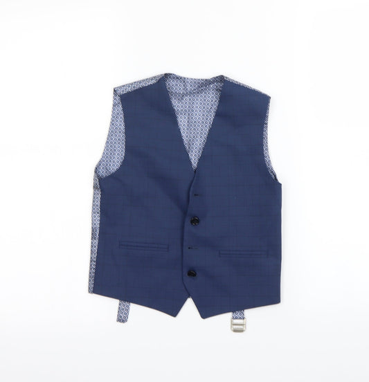 Preworn Mens Blue Check  Gilet Waistcoat Size S