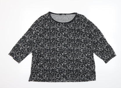 Additional front view of George women’s black animal print pullover sweatshirt, size UK 16