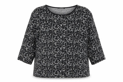 Front view of George women’s black animal print pullover sweatshirt, size UK 16
