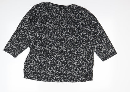 Back view of George women’s black animal print pullover sweatshirt, size UK 16