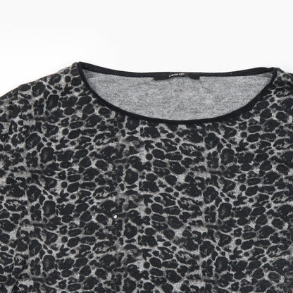 Close-up detail of George women’s black animal print pullover sweatshirt, size UK 16