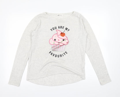 Additional front view of H&M girls’ grey pullover sweatshirt, size 12-13, years