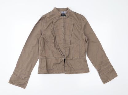 Additional front view of WAREHOSUE women’s brown jacket coat, size UK 12