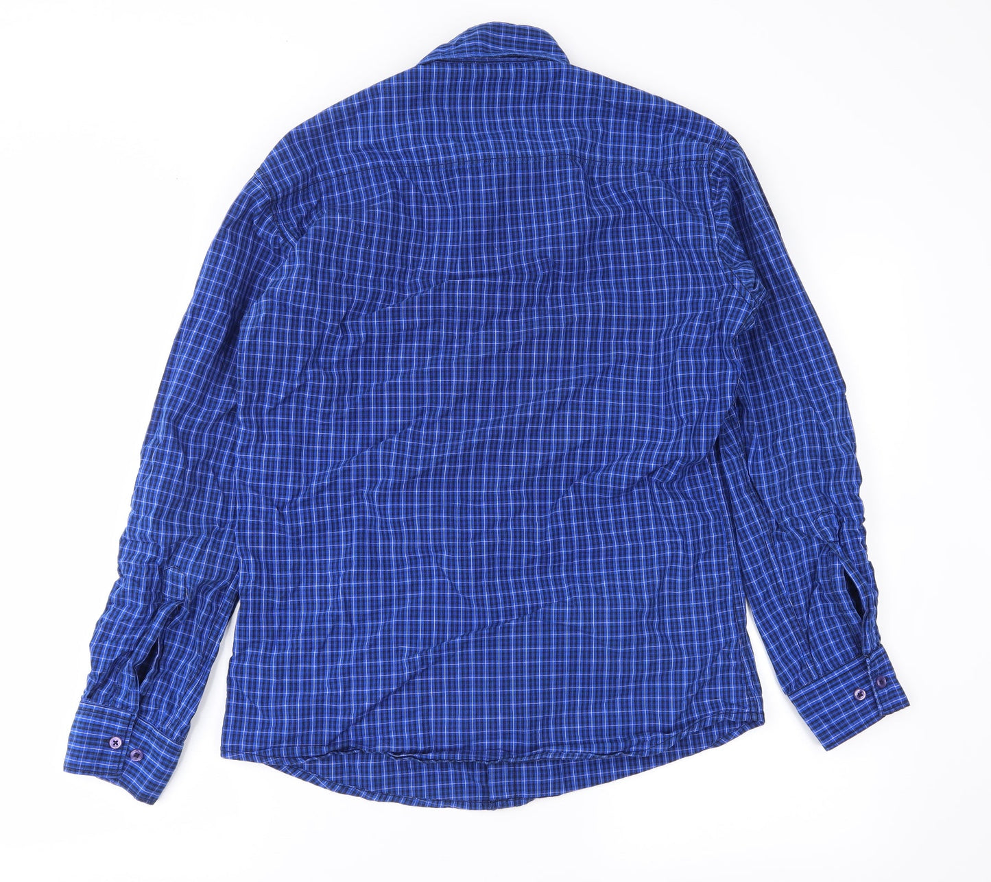hiprofile Mens Blue Plaid   Button-Up Size L