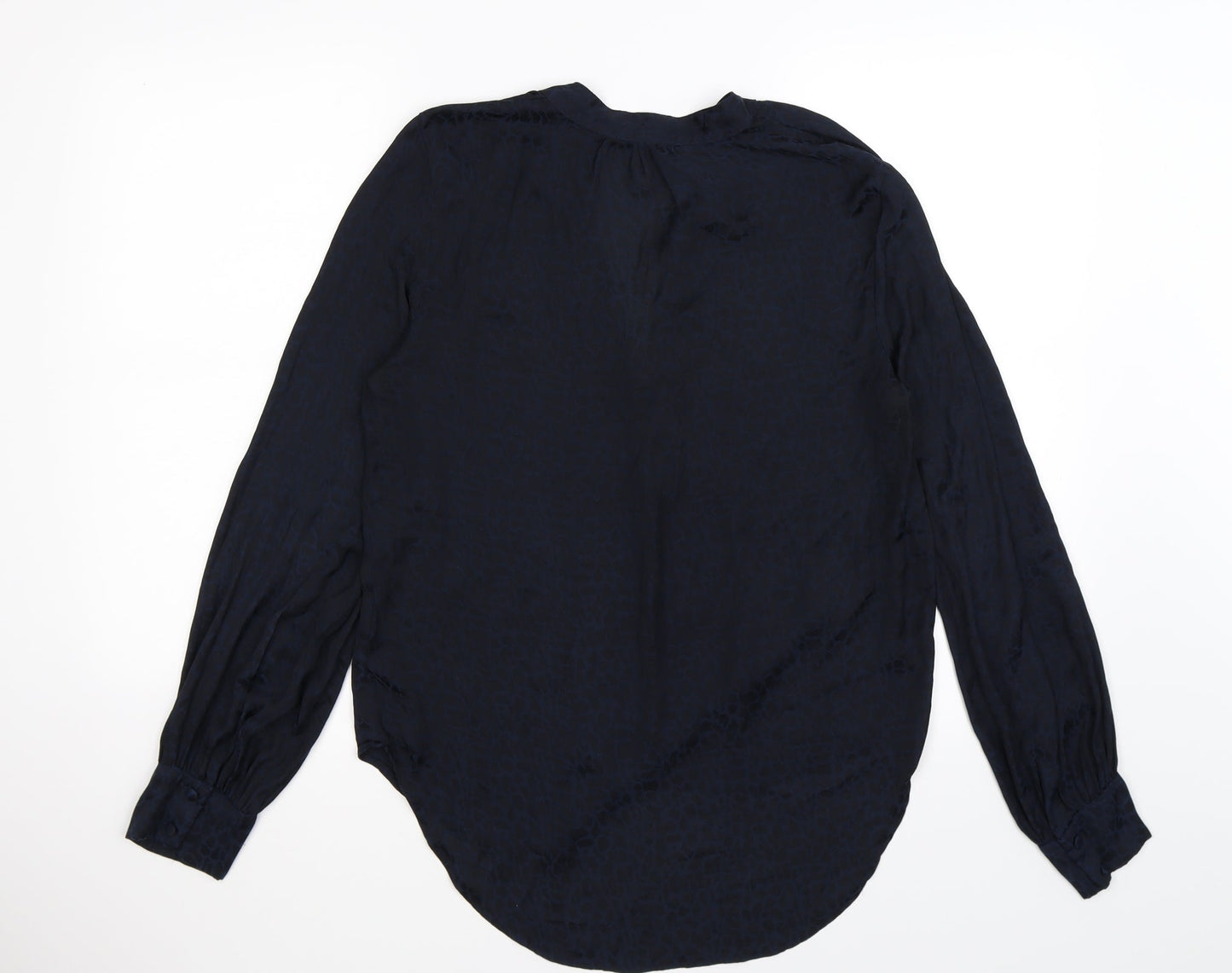 NEXT Womens Blue Animal Print Satin Basic Blouse Size 10