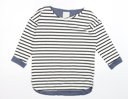 Additional front view of Next women’s white striped jumper, size UK 8