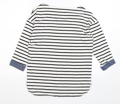 Back view of Next women’s white striped jumper, size UK 8