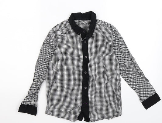 M&Co Boys Black Check  Basic Button-Up Size 6-7 Years