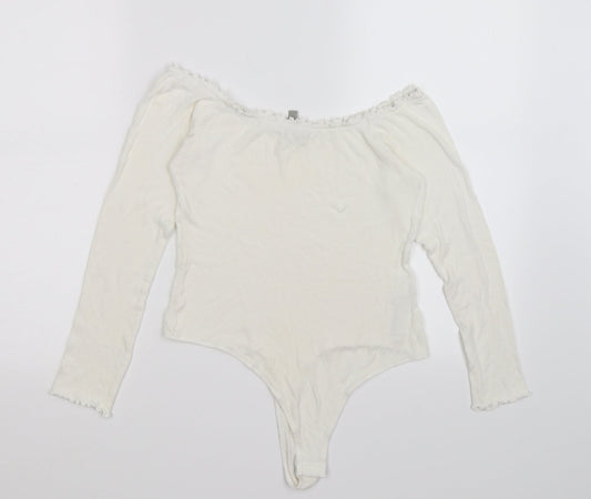 ASOS Womens White  Knit Bodysuit One-Piece Size 10