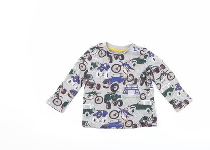 Front view of F&F boys’ grey basic t-shirt, size 2-3, years - cars