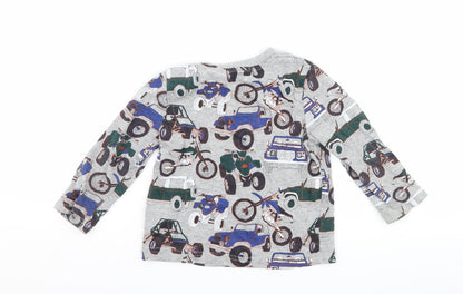Back view of F&F boys’ grey basic t-shirt, size 2-3, years - cars