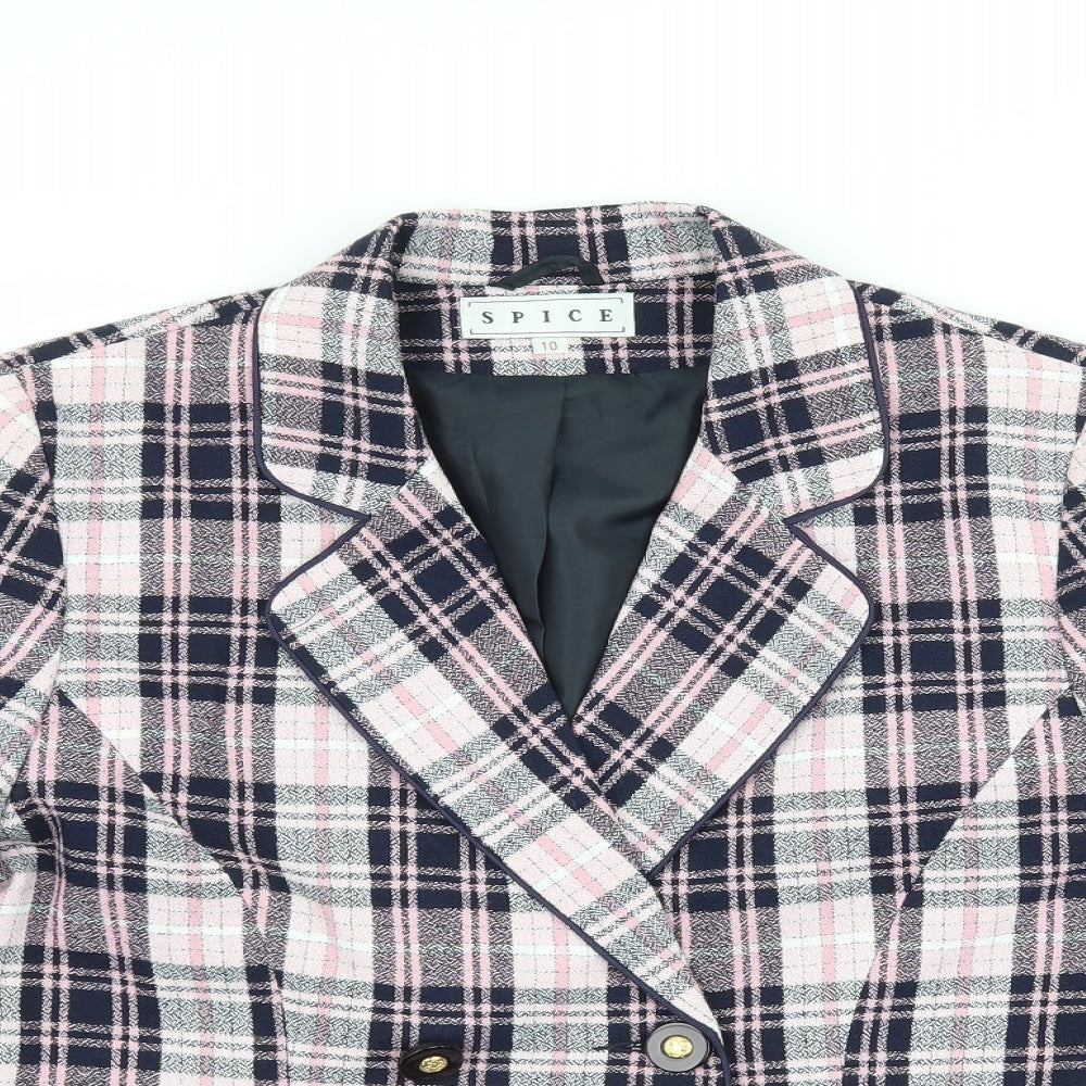Spice Womens Pink Check  Jacket Suit Jacket Size 10