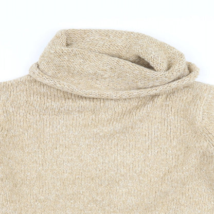 Close-up detail of Essentials women’s brown jumper, size UK 14