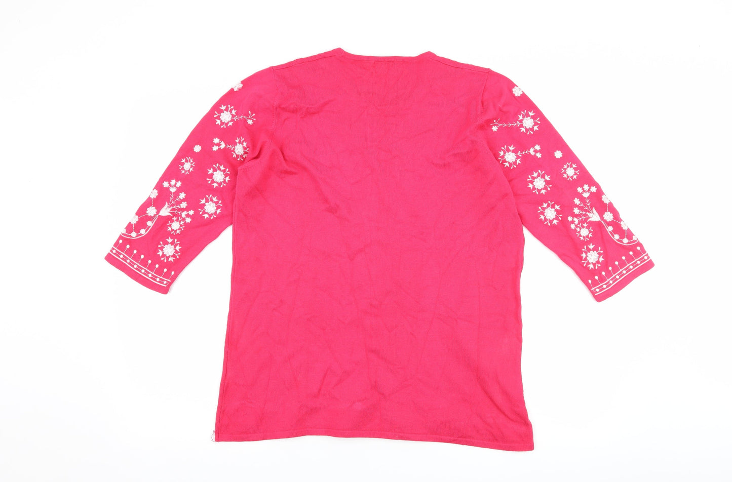 Text Womens Pink Floral  Basic T-Shirt Size L