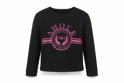 Front view of Very girls’ black pullover sweatshirt, size 11, years - amour