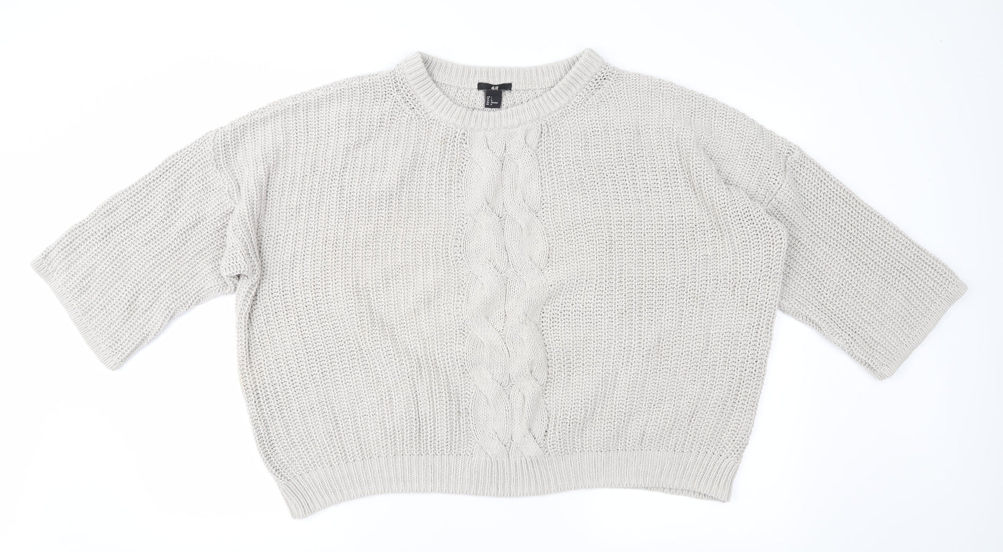 H&M Womens Beige  Knit Pullover Jumper Size L