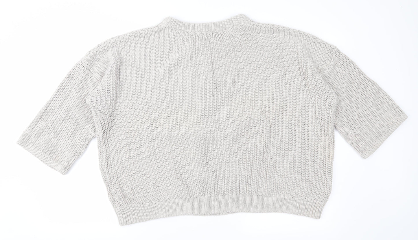 H&M Womens Beige  Knit Pullover Jumper Size L