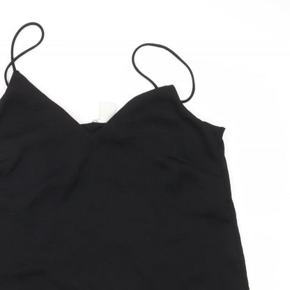 Close-up detail of H&M women’s black camisole blouse, size UK 6