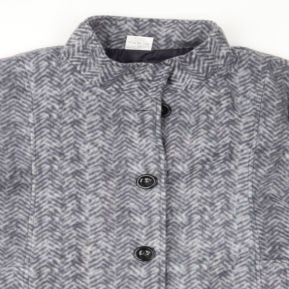 Anne De Lancay Womens Grey Herringbone Fleece Jacket Coat Size L