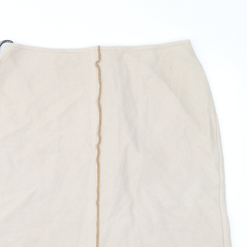 Topshop Womens Beige  Flannel Straight & Pencil Skirt Size 8