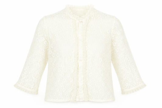 Preworn Womens Ivory Floral  Basic Blouse Size S  - lace detail