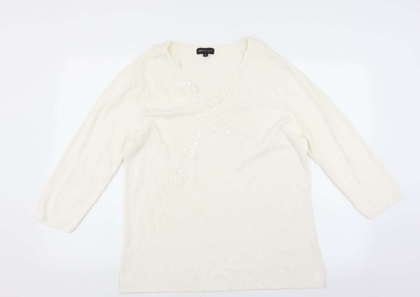 Sky Designs Womens White   Basic Blouse Size L