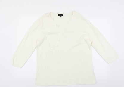 Additional front view of Sky Designs women’s white basic blouse, size L
