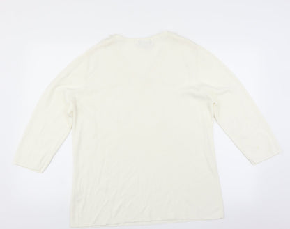 Back view of Sky Designs women’s white basic blouse, size L