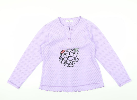 pijamaluna Womens Purple Solid  Top Pyjama Top Size M
