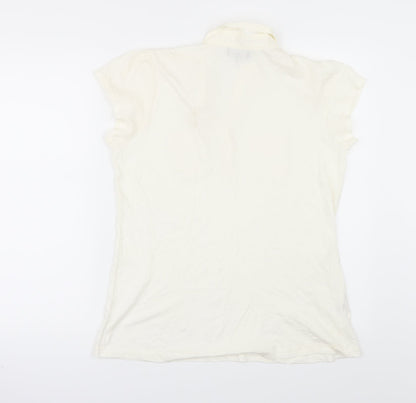 Back view of Papaya women’s ivory basic polo, size UK 16