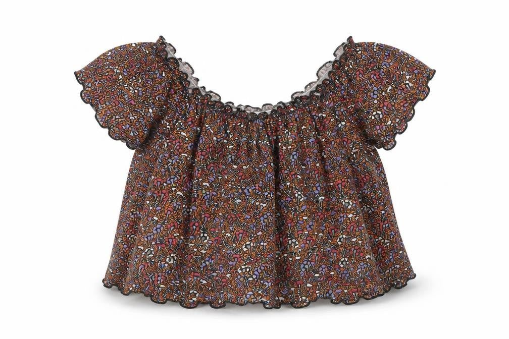 Primark Womens Brown Floral  Cropped T-Shirt Size 12